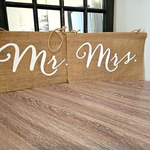 Wedding "Mr" and "Mrs" Burlap Signs
